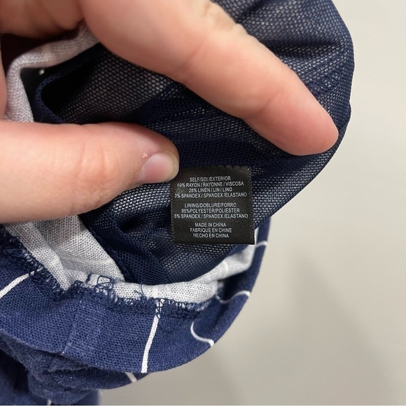 WAYF Pisa High Waist Navy Striped Crop Pants in Navy Medium - Picture 7 of 8